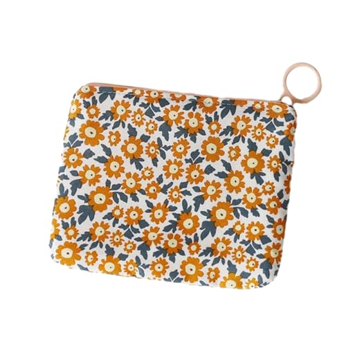 MIEDEON Süß Tampontasche Niedlich Periodentasche Mädchen Frauen Damenbinde Organizer Lippenstifttasche Unterweg Tragtasche (4.9X4.1In,Orange) von MIEDEON