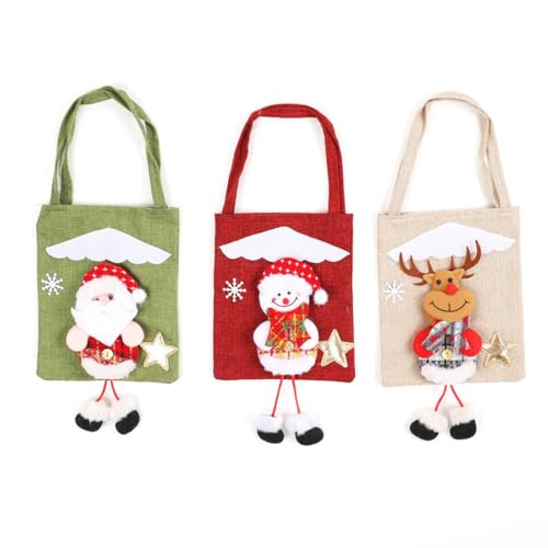 MIEDEON Süßigkeitentasche Weihnachten Handtasche Dekorativ Weihnachten Apfel-Tasche Niedlich Süßigkeitentüten 2 Stück (Beige+Rot,16.9X6.5In) von MIEDEON