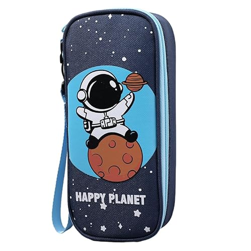 MIEDEON Teenager Cartoon Astronauten Federtasche Multifunktion Schreibwarentasche Große Aufbewahrung Stiftetasche Mäppchen Jungen Kinder (Blau A,8.6X2.3X3.9In) von MIEDEON