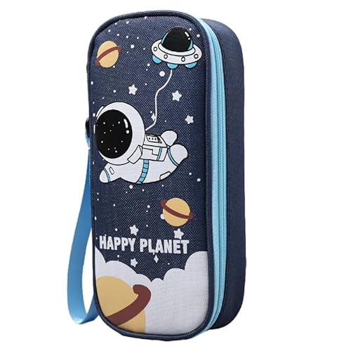 MIEDEON Teenager Cartoon Astronauten Federtasche Multifunktion Schreibwarentasche Große Aufbewahrung Stiftetasche Mäppchen Jungen Kinder (Blau B,8.6X2.3X3.9In) von MIEDEON