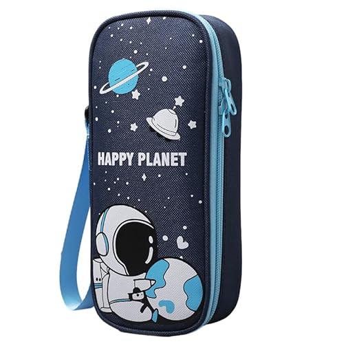 MIEDEON Teenager Cartoon Astronauten Federtasche Multifunktion Schreibwarentasche Große Aufbewahrung Stiftetasche Mäppchen Jungen Kinder (Blau C,8.6X2.3X3.9In) von MIEDEON