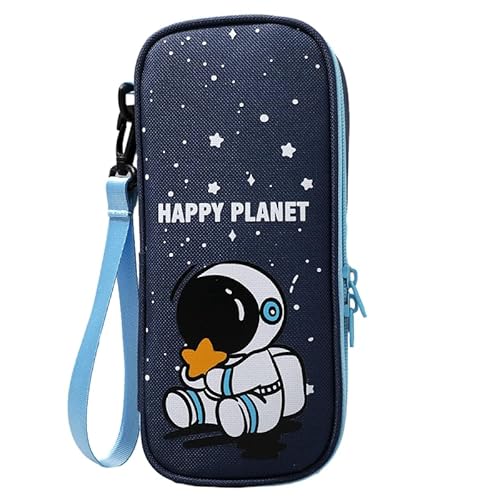 MIEDEON Teenager Cartoon Astronauten Federtasche Multifunktion Schreibwarentasche Große Aufbewahrung Stiftetasche Mäppchen Jungen Kinder (Blau D,8.6X2.3X3.9In) von MIEDEON