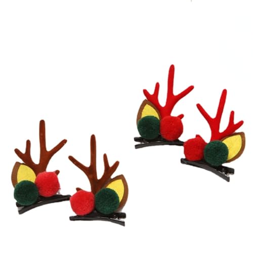 MIEDEON Weihnachten Kindertag Haarschmuck Kinder Haarnadel Weihnachten Plüschhaarspangen Mädchen Kreative Weihnachtengeschenk 4 Stück (Braun,One Size) von MIEDEON