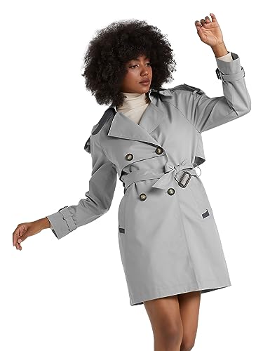 MIEGOFCE Damen Trenchcoat Klassische Übergangsmantel mit Verstellbare Gürtel Winddichter Slim Fit Jacke für Herbst Frühling(Grau,S) von MIEGOFCE