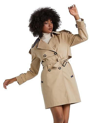 MIEGOFCE Damen Trenchcoat Klassische Übergangsmantel mit Verstellbare Gürtel Winddichter Slim Fit Jacke für Herbst Frühling(Khaki,S) von MIEGOFCE