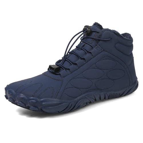 MIEHUIAI Barfußschuhe Winter Herren Damen Winterstiefel Wasserdicht Winterschuhe Rutschfeste Barfuss Schuhe Warm Gefüttert Schneestiefel(YN06 Blau,47EU) von MIEHUIAI