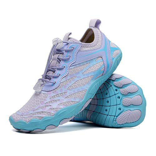 MIEHUIAI Breite Barfußschuhe Herren Damen Traillaufschuhe Schnell Trocknend Sommer Badeschuhe Leicht rutschfeste Wasserschuhe Aquaschuhe Fitnessschuhe(A011 Violett 42EU) von MIEHUIAI