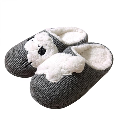 MIEHUIAI Hausschuhe Damen Winter Warme Gefüttert Flauschige Hausschuhe Herren Pantoffeln Plüsch Bequeme Kunstpelz Rutschfeste Slippers(35/36EU,Weißes Schaf) von MIEHUIAI