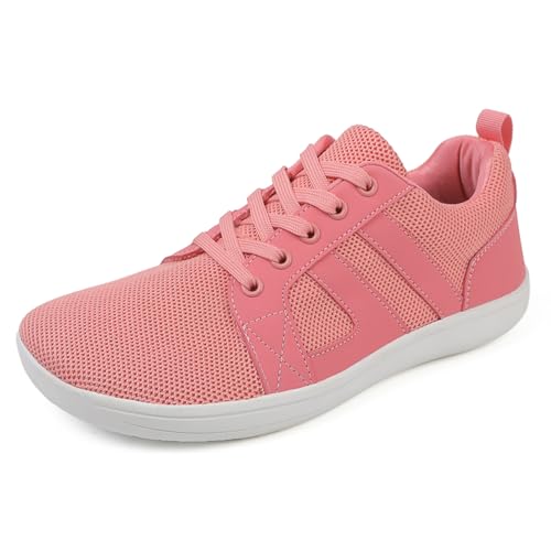 MIEHUIAI Herren Barfußschuhe Damen Breite Barfuss Schuhe Barfussschuhe Leicht Atmungsaktiv Fitnessschuhe Walkingschuhe Zero Drop Sohle Sneakers(8815 Rosa,36EU) von MIEHUIAI