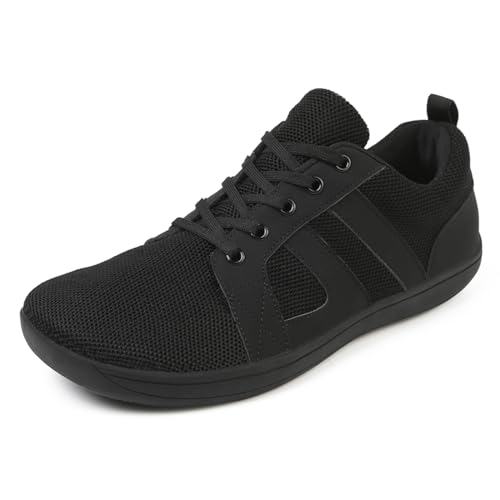 MIEHUIAI Herren Barfußschuhe Damen Breite Barfuss Schuhe Barfussschuhe Leicht Atmungsaktiv Fitnessschuhe Walkingschuhe Zero Drop Sohle Sneakers(8815 Schwarz,36EU) von MIEHUIAI