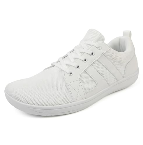 MIEHUIAI Herren Barfußschuhe Damen Breite Barfuss Schuhe Barfussschuhe Leicht Atmungsaktiv Fitnessschuhe Walkingschuhe Zero Drop Sohle Sneakers(8815 Weiß,36EU) von MIEHUIAI