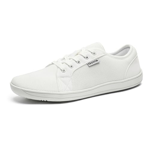 MIEHUIAI Herren Barfußschuhe Damen Breite Barfuss Schuhe Barfussschuhe Leicht Atmungsaktiv Fitnessschuhe Walkingschuhe Zero Drop Sohle Sneakers(8885 Weiß,38EU) von MIEHUIAI