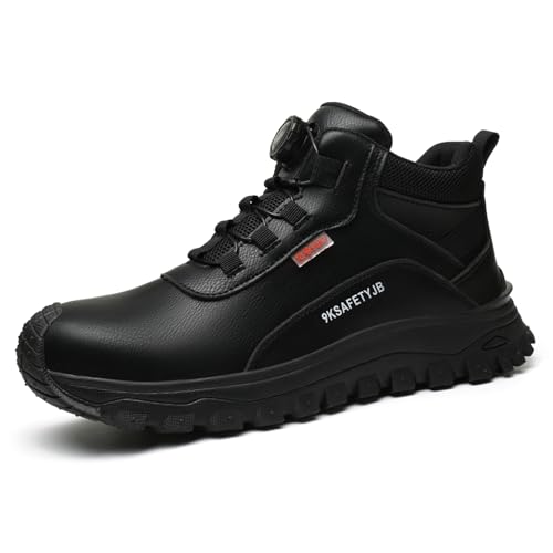 MIEHUIAI Sicherheitsschuhe Herren S3 Leicht ESD Wasserdicht Arbeitsschuhe Sicherheitsstiefel mit kunststoffkappe rutschfest Arbeitsstiefel Unisex(267 Schwarz,48EU) von MIEHUIAI
