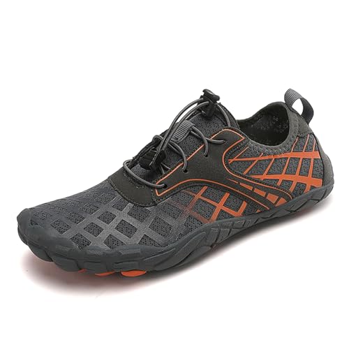 MIEHUIAI Unisex Barfußschuhe Damen Badeschuhe Herren Wasserschuhe Barfussschuhe Sommer rutschfeste Aquaschuhe Atmungsaktiv Schwimmschuhe Leicht Schnell Trocknend Fitnessschuhe(001 ORGrau,39EU) von MIEHUIAI