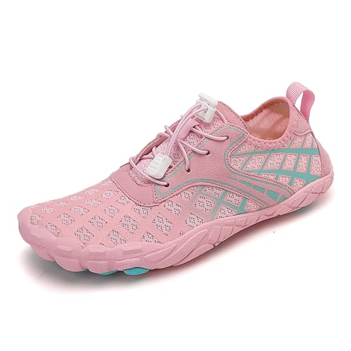 MIEHUIAI Unisex Barfußschuhe Damen Badeschuhe Herren Wasserschuhe Barfussschuhe Sommer rutschfeste Aquaschuhe Atmungsaktiv Schwimmschuhe Leicht Schnell Trocknend Fitnessschuhe(001 Rosa,36EU) von MIEHUIAI