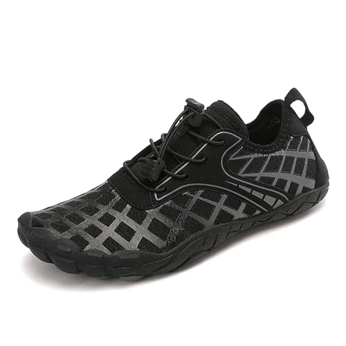 MIEHUIAI Unisex Barfußschuhe Damen Badeschuhe Herren Wasserschuhe Barfussschuhe Sommer rutschfeste Aquaschuhe Atmungsaktiv Schwimmschuhe Leicht Schnell Trocknend Fitnessschuhe(001 Schwarz,37EU) von MIEHUIAI