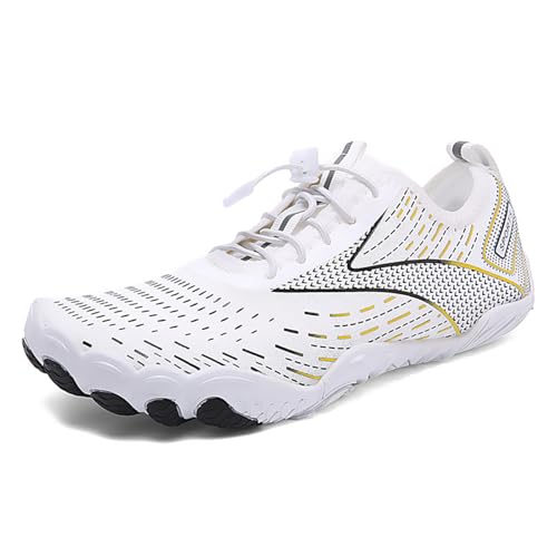 MIEHUIAI Unisex Barfußschuhe Damen Badeschuhe Herren Wasserschuhe Barfussschuhe Sommer rutschfeste Aquaschuhe Atmungsaktiv Schwimmschuhe Leicht Schnell Trocknend Fitnessschuhe(2458 Weiß,37EU) von MIEHUIAI