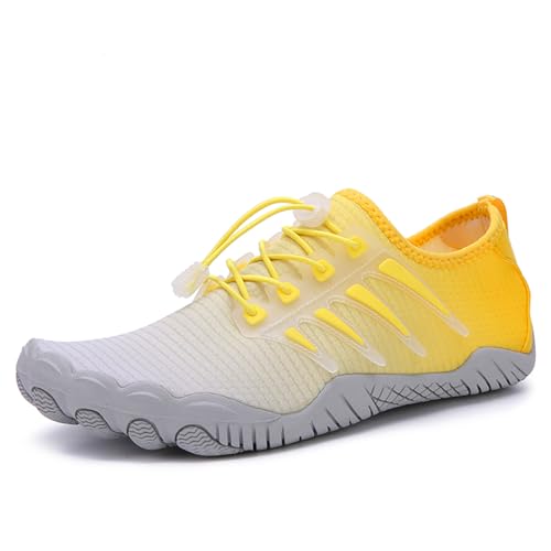 MIEHUIAI Unisex Barfußschuhe Damen Badeschuhe Herren Wasserschuhe Barfussschuhe Sommer rutschfeste Aquaschuhe Atmungsaktiv Schwimmschuhe Leicht Schnell Trocknend Fitnessschuhe(806 Gelb,43EU) von MIEHUIAI