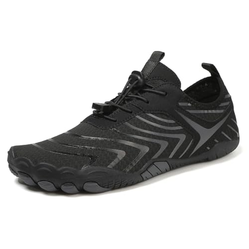 MIEHUIAI Unisex Barfußschuhe Damen Badeschuhe Herren Wasserschuhe Barfussschuhe Sommer rutschfeste Aquaschuhe Atmungsaktiv Schwimmschuhe Leicht Schnell Trocknend Fitnessschuhe(819 Schwarz,38EU) von MIEHUIAI