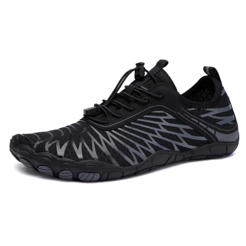 MIEHUIAI Unisex Barfußschuhe Damen Badeschuhe Herren Wasserschuhe Barfussschuhe Sommer rutschfeste Aquaschuhe Atmungsaktiv Schwimmschuhe Leicht Schnell Trocknend Fitnessschuhe(8305 Schwarz,36EU) von MIEHUIAI