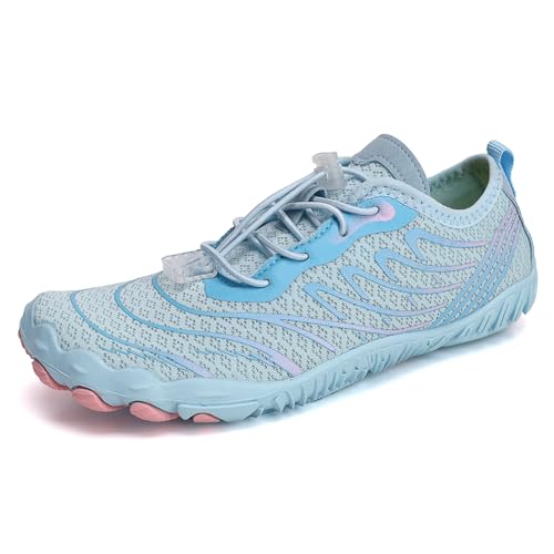 MIEHUIAI Unisex Barfußschuhe Damen Badeschuhe Herren Wasserschuhe Barfussschuhe Sommer rutschfeste Aquaschuhe Atmungsaktiv Schwimmschuhe Leicht Schnell Trocknend Fitnessschuhe(906 Blau,44EU) von MIEHUIAI