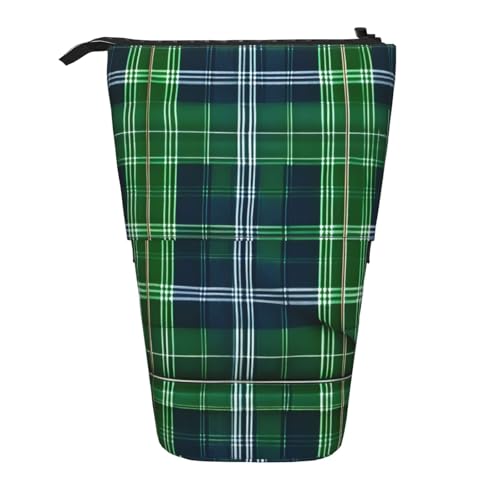 MIEKGPS Blau Schottisch bedruckte Ständer mit Scotch Karo Bleistifthalter Teleskop Niedliche Schlampermäppchen Spaß Kosmetiktasche Tragbare Kosmetiktasche von MIEKGPS