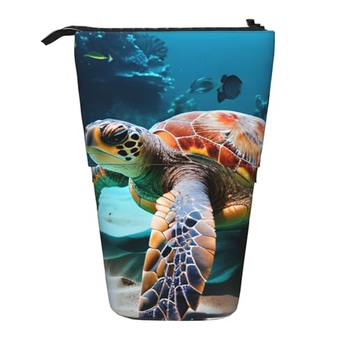 MIEKGPS Bleistiftständer mit Meeresschildkröte Teleskop Niedliche Federmäppchen Spaß Kosmetiktasche Tragbare Kosmetiktasche von MIEKGPS