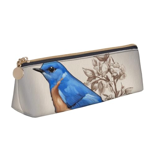 MIEKGPS Bluebird Design 03 Federmäppchen, Leder, personalisierbar, Make-up-/Kosmetiktasche, Schreibwaren-Tasche von MIEKGPS