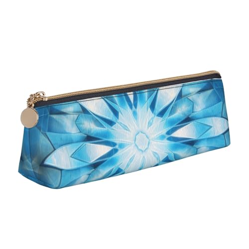 MIEKGPS Federmäppchen, Leder, Motiv: Volkskunst, personalisierbar, für Make-up, Kosmetik, Schreibwaren, Blau von MIEKGPS