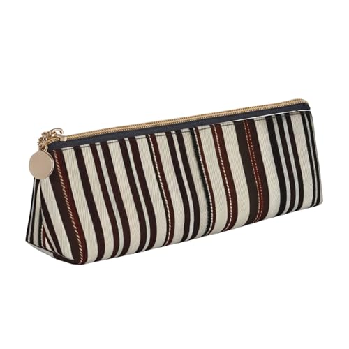 MIEKGPS Federmäppchen, Leder, gestreift, Braun von MIEKGPS