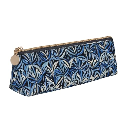 MIEKGPS Federmäppchen, Leder, mit blauem Muster 01, personalisierbar, Make-up-/Kosmetiktasche, Schreibwaren-Tasche von MIEKGPS