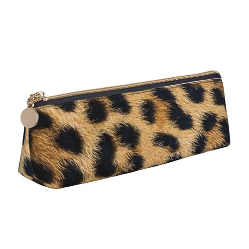 MIEKGPS Federmäppchen, Leder, raues Leopardenmuster, personalisierbar, Make-up-/Kosmetiktasche, Schreibwaren-Tasche von MIEKGPS