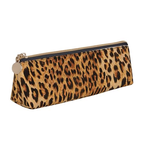 MIEKGPS Federmäppchen aus Leder, Leopardenmuster, personalisierbar, Make-up-/Kosmetiktasche, Schreibwaren-Tasche von MIEKGPS