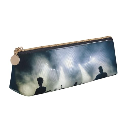 MIEKGPS Federmäppchen aus Leder, Motiv: Black Smoke Music2, personalisierbar, Make-up-/Kosmetiktasche, Schreibwaren-Tasche von MIEKGPS