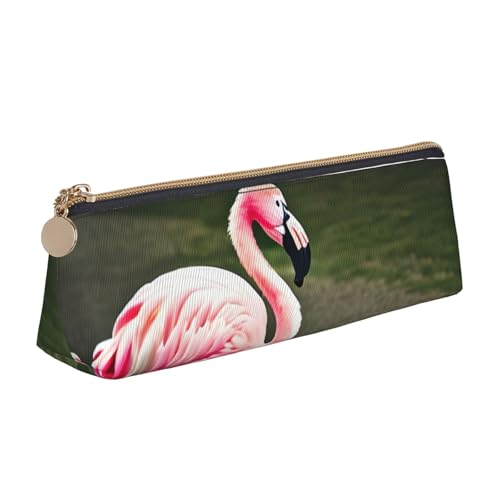 MIEKGPS Federmäppchen aus Leder, Motiv: rosa Flamingo-Druck, personalisierbar, Make-up-/Kosmetiktasche, Schreibwaren-Tasche von MIEKGPS