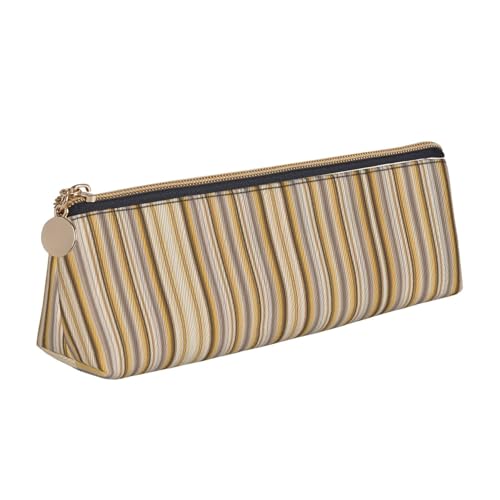 MIEKGPS Federmäppchen aus Leder, mit gelben Streifen, personalisierbar, Make-up-/Kosmetiktasche, Schreibwaren-Tasche von MIEKGPS