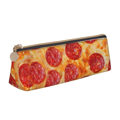 MIEKGPS Federmäppchen aus Leder mit 3D-Pfefferoni-Aufdruck, personalisierbar, Make-up-/Kosmetiktasche, Schreibwaren-Tasche von MIEKGPS