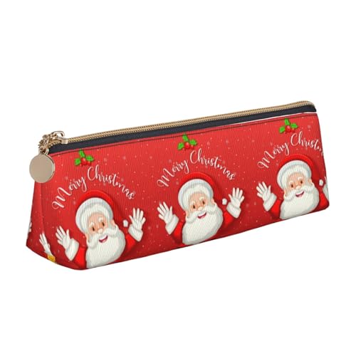 MIEKGPS Federmäppchen aus Leder mit Aufschrift "Merry Christmas", personalisierbar, für Make-up, Kosmetik, Schreibwaren von MIEKGPS