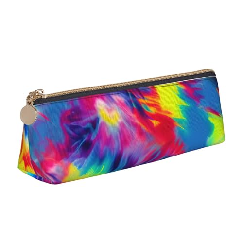 MIEKGPS Federmäppchen aus Leder mit Batikmuster, personalisierbar, Make-up-/Kosmetiktasche, Schreibwaren-Tasche von MIEKGPS