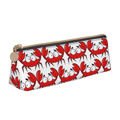 MIEKGPS Federmäppchen aus Leder mit Cartoon-Krabben-Motiv, personalisierbar, Make-up-/Kosmetiktasche, Schreibwaren-Tasche von MIEKGPS