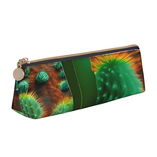 MIEKGPS Federmäppchen aus Leder mit Kaktus-Wüstendruck, personalisierbar, Make-up-/Kosmetiktasche, Schreibwaren-Tasche von MIEKGPS