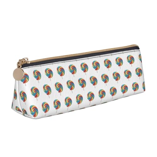 MIEKGPS Federmäppchen aus Leder mit Lutscher-Aufdruck, personalisierbar, für Make-up, Kosmetik, Schreibwaren von MIEKGPS