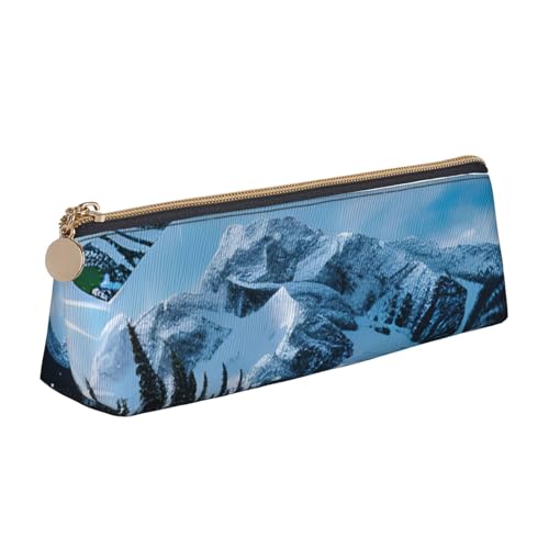 MIEKGPS Federmäppchen aus Leder mit Snowboard-Aufdruck, personalisierbar, Make-up-/Kosmetiktasche, Schreibwaren-Tasche von MIEKGPS