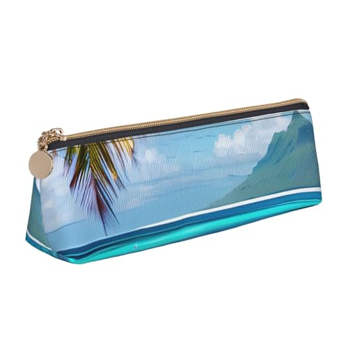 MIEKGPS Federmäppchen aus Leder mit Tahiti-Strand-Aufdruck, personalisierbar, Make-up-/Kosmetiktasche, Schreibwaren-Tasche MIEKGPS Federmäppchen aus Leder mit Tahiti-Strand-Aufdruck, personalisierbar, Make-up-/Kosmetiktasche, Schreibwaren-Tasche von MIEKGPS
