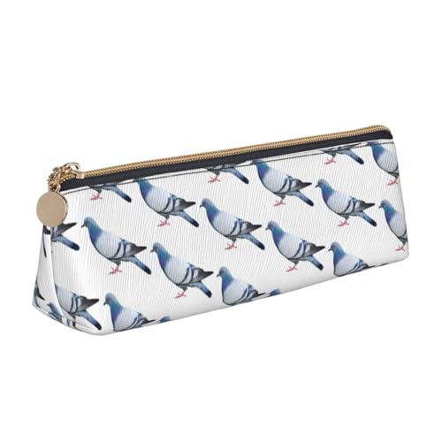 MIEKGPS Federmäppchen aus Leder mit Taubenmuster, personalisierbar, Make-up-/Kosmetiktasche, Schreibwaren-Tasche von MIEKGPS