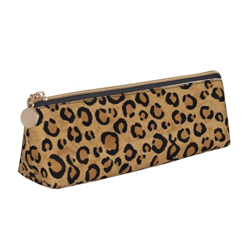MIEKGPS Federmäppchen aus Leder mit WildLeopardenmuster, personalisierbar, Make-up-/Kosmetiktasche, Schreibwaren-Tasche von MIEKGPS