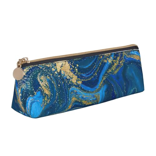 MIEKGPS Federmäppchen aus Leder mit abstraktem Marmorsteindruck, personalisierbar, Make-up-/Kosmetiktasche, Schreibwaren-Tasche von MIEKGPS