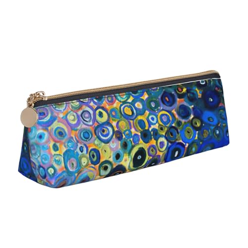 MIEKGPS Federmäppchen aus Leder mit farbigen Fischschuppen, personalisierbar, Make-up-/Kosmetiktasche, Schreibwaren-Tasche von MIEKGPS