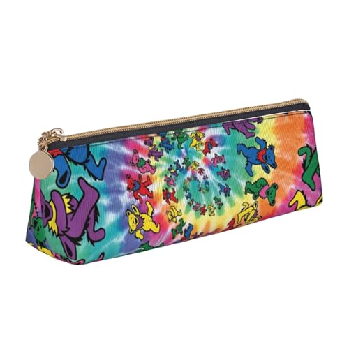 MIEKGPS Federmäppchen aus Leder mit tanzendem Bärenmotiv, personalisierbar, Make-up-/Kosmetiktasche, Schreibwaren-Tasche von MIEKGPS