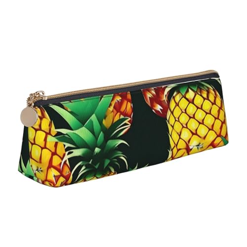 MIEKGPS Federmäppchen aus Leder mit tropischen Früchten, Ananas, personalisierbar, Make-up-/Kosmetiktasche, Schreibwaren-Tasche von MIEKGPS